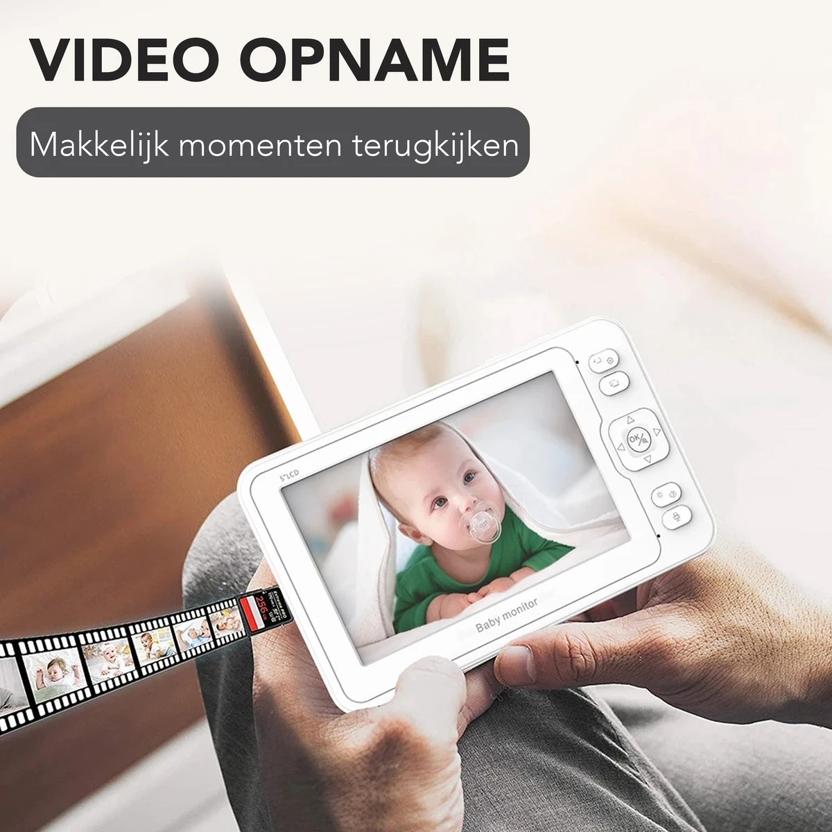 Achaté Babyfoon Met Camera - Baby Monitor Met 5 Inch Monitor - Video & Audio - Infrarood Nachtvisie - Terugspreekfunctie - Wit 5 Achaté Babyfoon Met Camera - Baby Monitor Met 5 Inch Monitor - Video & Audio - Infrarood Nachtvisie - Terugspreekfunctie - Wit - Afbeelding 5