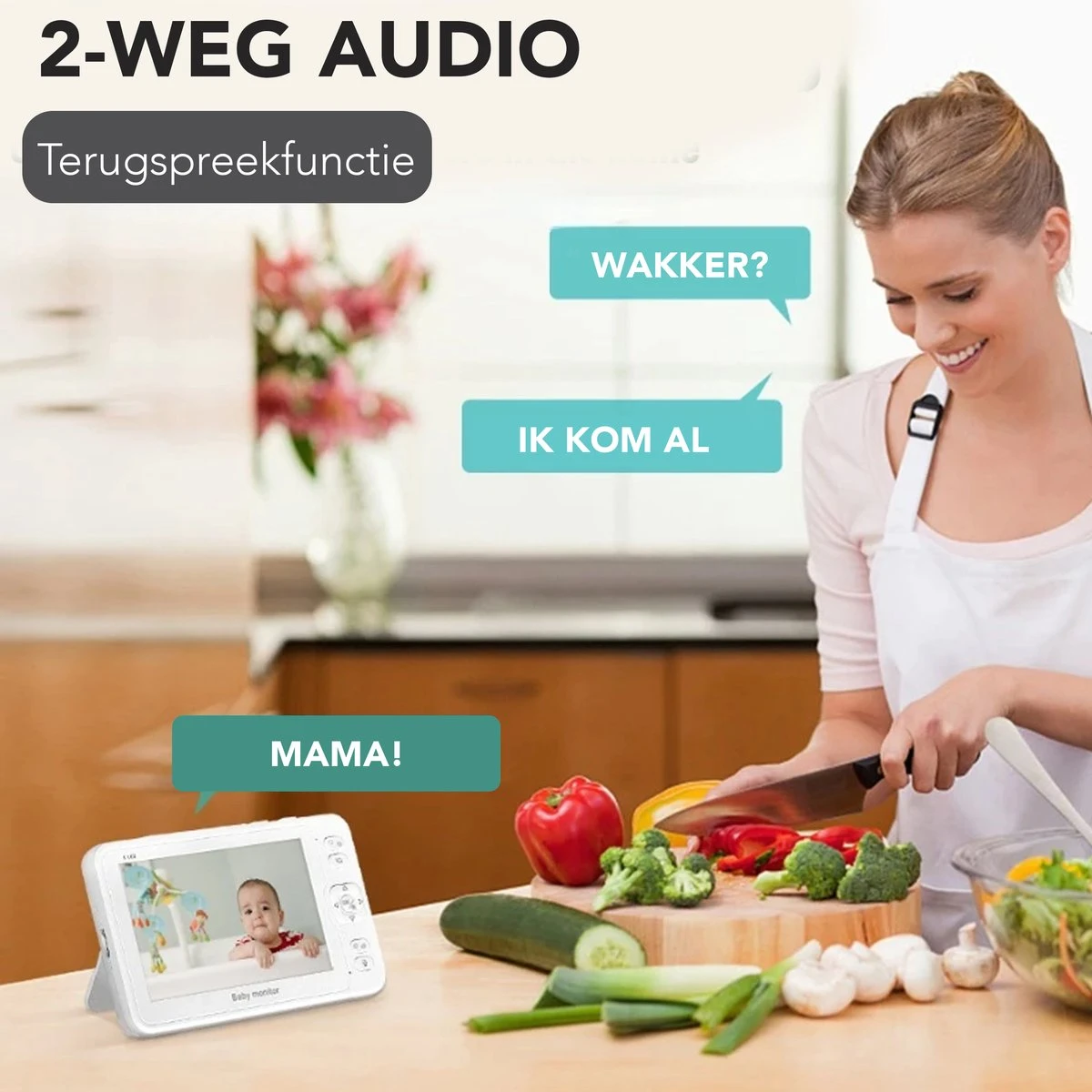 Achaté Babyfoon Met Camera - Baby Monitor Met 5 Inch Monitor - Video & Audio - Infrarood Nachtvisie - Terugspreekfunctie - Wit 6 Achaté Babyfoon Met Camera - Baby Monitor Met 5 Inch Monitor - Video & Audio - Infrarood Nachtvisie - Terugspreekfunctie - Wit - Afbeelding 6