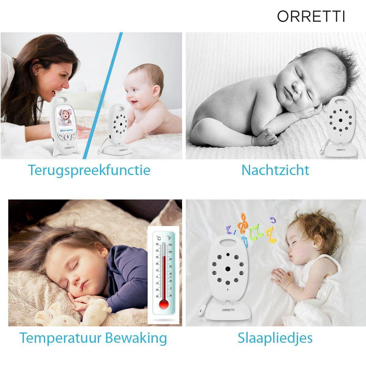 Orretti® V6 - Babyfoon Met Camera - Terugspreekfunctie - Slaapliedjes 5 Orretti® V6 - Babyfoon Met Camera - Terugspreekfunctie - Slaapliedjes - Afbeelding 5