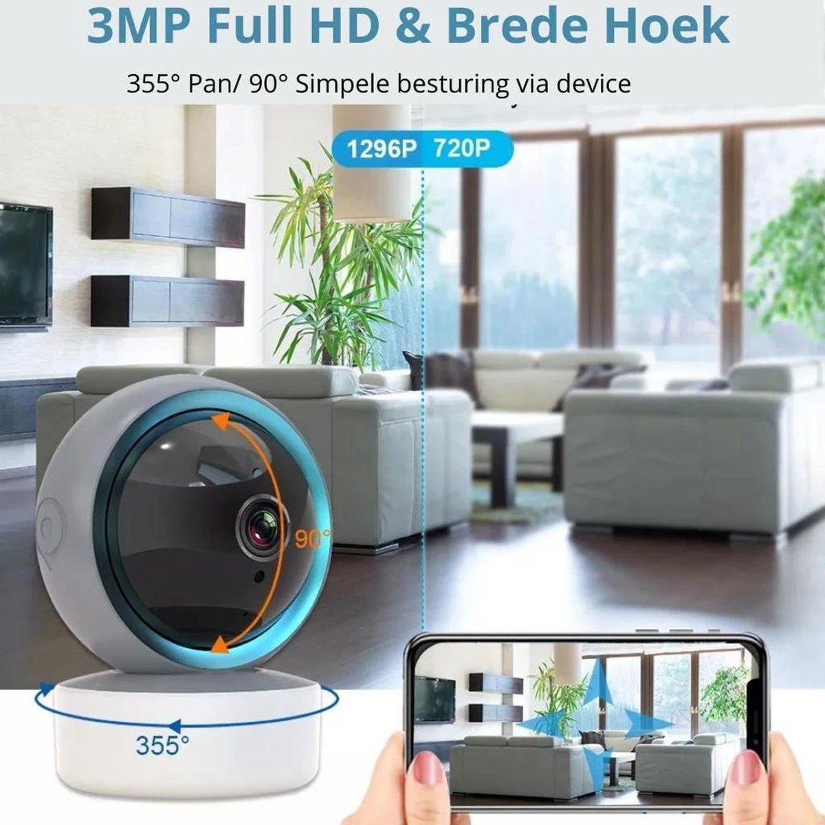 NIEUW - Full HD WiFi Babyfoon Met Camera én App - BabyPhone Met Camera - 1296P - Geluid En Bewegingsdetectie - Automatisch Volgen - Nachtvisie - Spraakfunctie 2 NIEUW - Full HD WiFi Babyfoon Met Camera én App - BabyPhone Met Camera - 1296P - Geluid En Bewegingsdetectie - Automatisch Volgen - Nachtvisie - Spraakfunctie - Afbeelding 2
