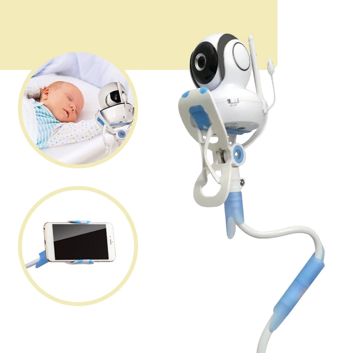 Lynnz® Babyfoon Houder Universeel - Inclusief Slabbetje - Houder Babyfoon Met Camera - Baby Foon - Standaard - Babyfoonhouder - Camera Statief - Verstelbaar 1 Lynnz® Babyfoon Houder Universeel - Inclusief Slabbetje - Houder Babyfoon Met Camera - Baby Foon - Standaard - Babyfoonhouder - Camera Statief - Verstelbaar