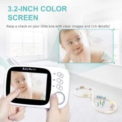 K IKIDO Babyfoon Met Camera - 3.2 Inch Groot LCD Scherm - Video Babyphone Met Kleurenmonitor- Premium Baby Monitor - Sterk Zendbereik - Temperatuurweergave - Wit -Pasgeborenen En Jonge Kinderen 1200x1200 1446