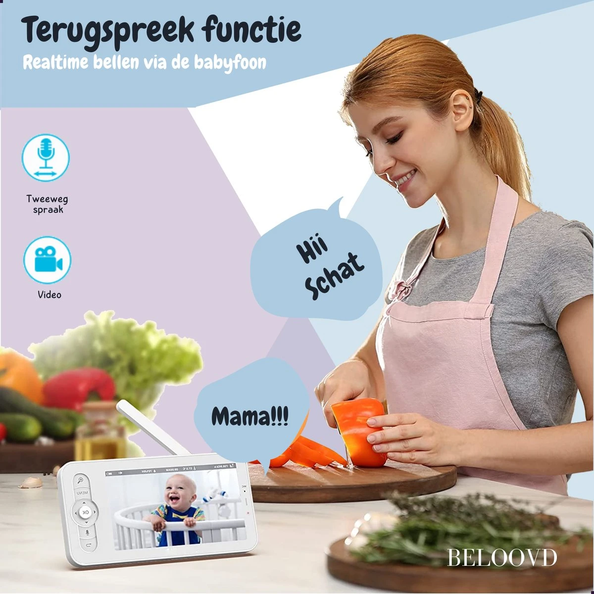 Babyfoon Met Camera En App - BELOOVD - Smart Baby Monitor Met VOX - Wifi - Dual Mode - FULL HD Scherm - Babyfoons 5 Babyfoon Met Camera En App - BELOOVD - Smart Baby Monitor Met VOX - Wifi - Dual Mode - FULL HD Scherm - Babyfoons - Afbeelding 5