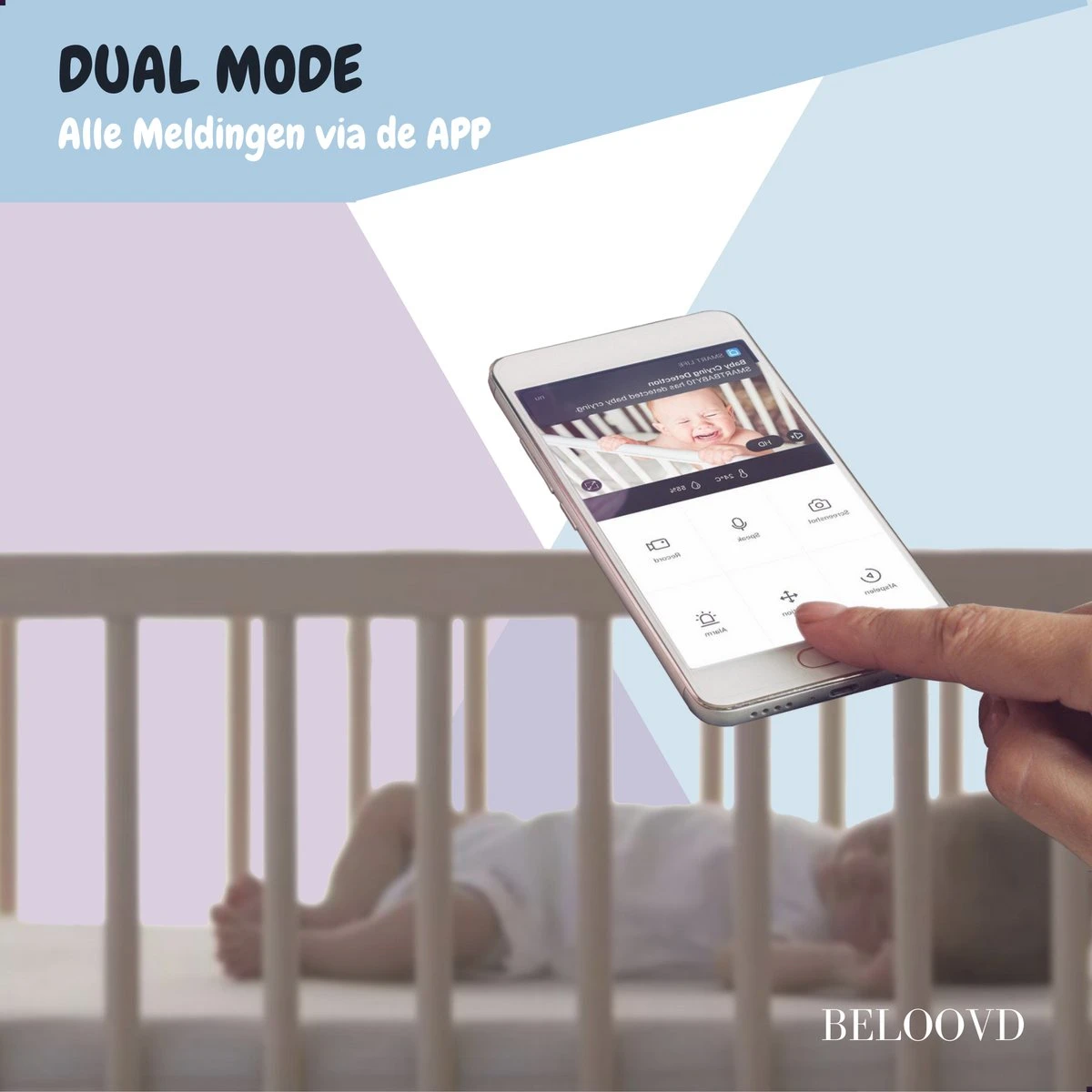 Babyfoon Met Camera En App - BELOOVD - Smart Baby Monitor Met VOX - Wifi - Dual Mode - FULL HD Scherm - Babyfoons 6 Babyfoon Met Camera En App - BELOOVD - Smart Baby Monitor Met VOX - Wifi - Dual Mode - FULL HD Scherm - Babyfoons - Afbeelding 6