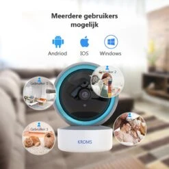KROMS Babyfoon Met Camera En App - Huisdiercamera - Bewegingsdetectie - Automatisch Volgen - 1080P HD - Beveiligingscamera - Spraakfunctie - Babyfoon Met Camera - Hondencamera -Pasgeborenen En Jonge Kinderen 1200x1200 1572