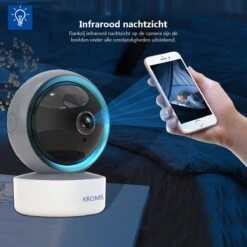 KROMS Babyfoon Met Camera En App - Huisdiercamera - Bewegingsdetectie - Automatisch Volgen - 1080P HD - Beveiligingscamera - Spraakfunctie - Babyfoon Met Camera - Hondencamera -Pasgeborenen En Jonge Kinderen 1200x1200 1573