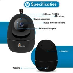 Needs!® Full HD Wifi Babyfoon Met Camera WS-Q100BL PRO - En App - Camera Beveiliging – Wifi Camera – Geluid En Bewegingsdetectie - Automatisch Volgen - 1080p – Babyfoon – 4g/5g – Zwart -Pasgeborenen En Jonge Kinderen 1200x1200 1631