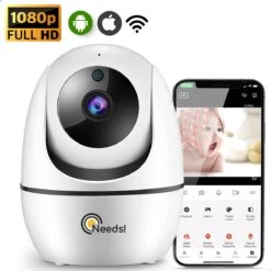 Needs!® Full HD Wifi Babyfoon Met Camera WS-Q100 PRO - En App - Camera Beveiliging – Wifi Camera – Geluid En Bewegingsdetectie - Automatisch Volgen - 1080p – Babyfoon – 4g/5g – Wit