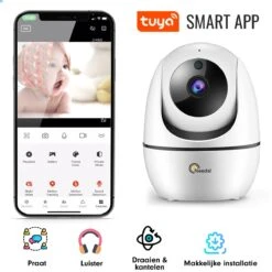 Needs!® Full HD Wifi Babyfoon Met Camera WS-Q100 PRO - En App - Camera Beveiliging – Wifi Camera – Geluid En Bewegingsdetectie - Automatisch Volgen - 1080p – Babyfoon – 4g/5g – Wit -Pasgeborenen En Jonge Kinderen 1200x1200 1671