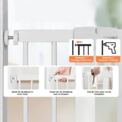 Merkloos Traphekje Met Kattenluik Hondenluik- 75-103cm Traphekje Zonder Boren - Dubbele Slotstructuur Hondenhek - Zwart -Pasgeborenen En Jonge Kinderen 1200x1200 1716