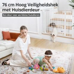 Merkloos Traphekje Met Kattenluik Hondenluik- 75-103cm Traphekje Zonder Boren - Dubbele Slotstructuur Hondenhek - Zwart -Pasgeborenen En Jonge Kinderen 1200x1200 1718