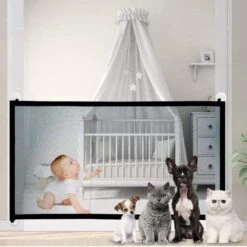 Traphekje - Traphekje Zonder Boren - Traphekje Oprolbaar - Traphekje Hond - Traphekje Zwart - Traphekje Dieren - Kinderhekje - Veiligheidshekje Voor Baby - 110 X 74 CM -Pasgeborenen En Jonge Kinderen 1200x1200 1722