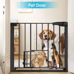 Merkloos Traphekje - Traphek Zonder Boren - 75-103cm Veiligheidshek Met Kattendeur - Veiligheidshekje -Hondenhek - Voor Baby's, Kinderen, Hond En Katten - Zwart -Pasgeborenen En Jonge Kinderen 1200x1200 1734