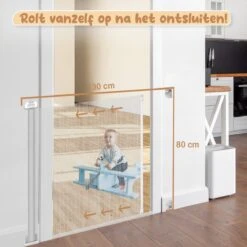 Twinky® Oprolbare Traphekje – Wit– 80x130 CM Lange Oprolbaar Deurhekje – Duurzame Veiligheidshekje Voor Baby En Huisdier – Kinderhekje Voor Baby, Hond En Huisdier -Pasgeborenen En Jonge Kinderen 1200x1200 1745