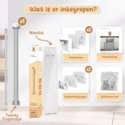 Twinky® Oprolbare Traphekje – Wit– 80x130 CM Lange Oprolbaar Deurhekje – Duurzame Veiligheidshekje Voor Baby En Huisdier – Kinderhekje Voor Baby, Hond En Huisdier -Pasgeborenen En Jonge Kinderen 1200x1200 1748