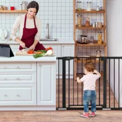 Merkloos Traphekje - Traphek Zonder Boren- 75-103cm Veiligheidshek - Veiligheidshekje - Voor Baby’s, Kinderen, Peuters & Huisdieren - Zwart -Pasgeborenen En Jonge Kinderen 1200x1200 1757