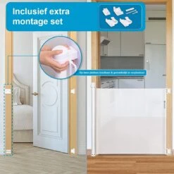 ADSafety - Oprolbaar Traphekje - Wit - Veiligheid In Huis - Extra Breed - Veiligheidshekje Voor Baby - Kinderhekje - Hondenhek -Pasgeborenen En Jonge Kinderen 1200x1200 1771