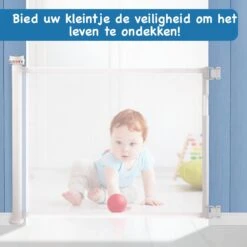 Curify® Oprolbaar Traphekje – White – Veiligheidshekje Voor Baby – 80x130 CM Lange Oprolbaar Deurhekje – Kinderhekje Voor Baby, Hond En Huisdier -Pasgeborenen En Jonge Kinderen 1200x1200 1781