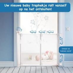 Curify® Oprolbaar Traphekje – White – Veiligheidshekje Voor Baby – 80x130 CM Lange Oprolbaar Deurhekje – Kinderhekje Voor Baby, Hond En Huisdier -Pasgeborenen En Jonge Kinderen 1200x1200 1785
