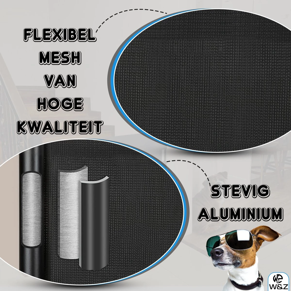 W&Z® Oprolbaar Traphekje - Veiligheid In Huis - Veiligheidshekje Voor Baby - Kinderhekje - Hondenhek - Zwart 2 W&Z® Oprolbaar Traphekje - Veiligheid In Huis - Veiligheidshekje Voor Baby - Kinderhekje - Hondenhek - Zwart - Afbeelding 2