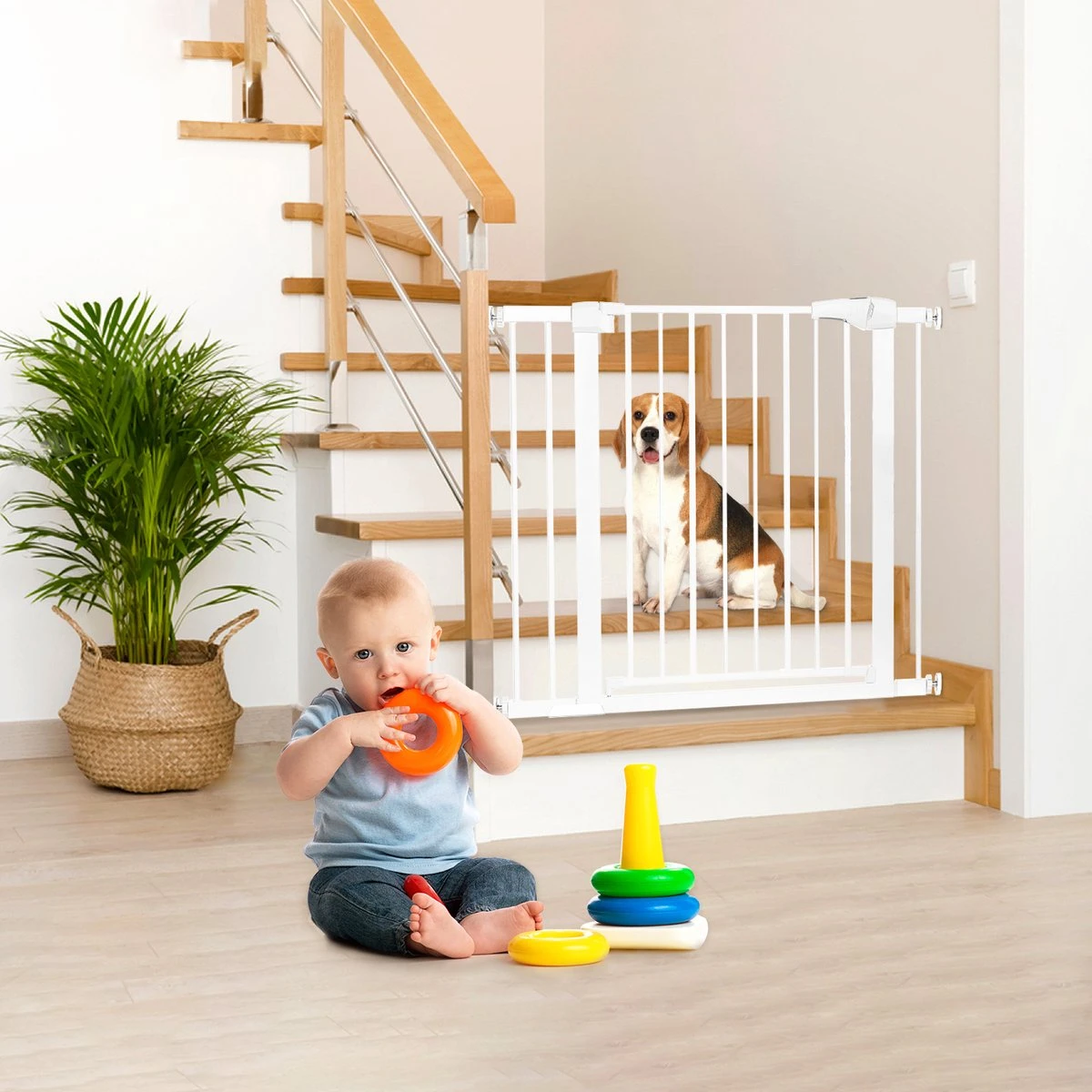 Merkloos Traphekje - Traphek Zonder Boren- 75-103cm Veiligheidshek - Veiligheidshekje - Voor Baby’s, Kinderen, Peuters & Huisdieren - Wit 2 Merkloos Traphekje - Traphek Zonder Boren- 75-103cm Veiligheidshek - Veiligheidshekje - Voor Baby’s, Kinderen, Peuters & Huisdieren - Wit - Afbeelding 2