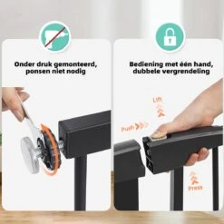 Merkloos Traphekje - Traphek Zonder Boren- 91cm Toename In Hoogte Veiligheidshek - Veiligheidshekje - Voor Baby’s, Kinderen, Peuters & Huisdieren - Zwart -Pasgeborenen En Jonge Kinderen 1200x1200 1850