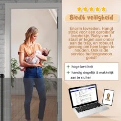 Twinky® Oprolbare Traphekje – Zwart – 80x130 CM Lange Oprolbaar Deurhekje – Duurzame Veiligheidshekje Voor Baby En Huisdier – Kinderhekje Voor Baby, Hond En Huisdier -Pasgeborenen En Jonge Kinderen 1200x1200 1867