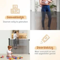 Twinky® Oprolbare Traphekje – Zwart – 80x130 CM Lange Oprolbaar Deurhekje – Duurzame Veiligheidshekje Voor Baby En Huisdier – Kinderhekje Voor Baby, Hond En Huisdier -Pasgeborenen En Jonge Kinderen 1200x1200 1868