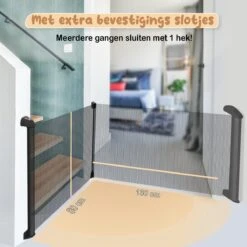 Twinky® Oprolbare Traphekje – Zwart – 80x130 CM Lange Oprolbaar Deurhekje – Duurzame Veiligheidshekje Voor Baby En Huisdier – Kinderhekje Voor Baby, Hond En Huisdier -Pasgeborenen En Jonge Kinderen 1200x1200 1870