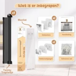 Twinky® Oprolbare Traphekje – Zwart – 80x130 CM Lange Oprolbaar Deurhekje – Duurzame Veiligheidshekje Voor Baby En Huisdier – Kinderhekje Voor Baby, Hond En Huisdier -Pasgeborenen En Jonge Kinderen 1200x1200 1871