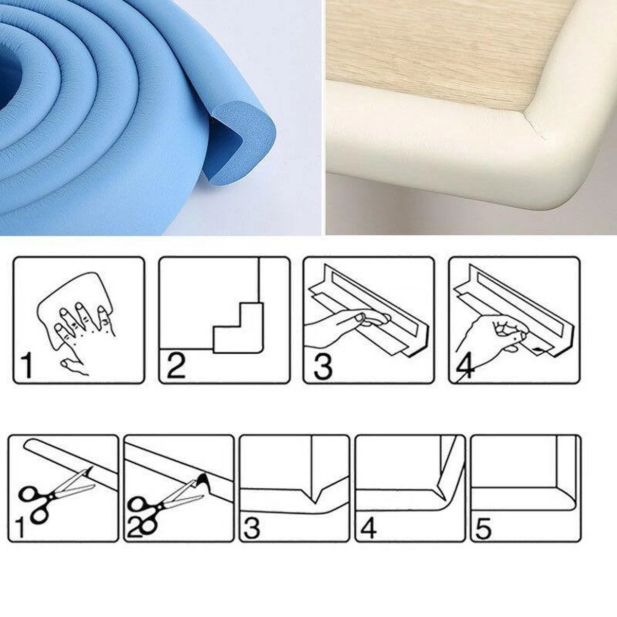 Merkloos Stootrand Schuim - Bescherming Tegen Scherpe Hoeken - Kinderen En Baby's - Gebroken Wit 4 Merkloos Stootrand Schuim - Bescherming Tegen Scherpe Hoeken - Kinderen En Baby's - Gebroken Wit - Afbeelding 4