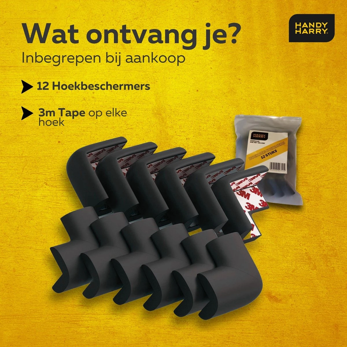 HANDY HARRY® Hoekbeschermers – 12 Stuks – Zwart – Baby & Kind – Stootrand – Tafelhoek 2 HANDY HARRY® Hoekbeschermers – 12 Stuks – Zwart – Baby & Kind – Stootrand – Tafelhoek - Afbeelding 2