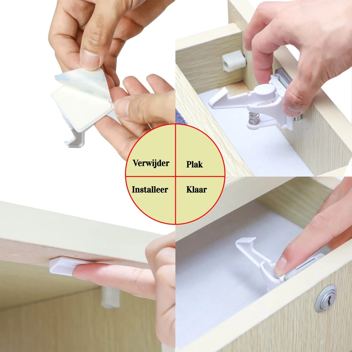 YEMpro - Kinderslot Kastjes - Kast En Lade Beveiliging - 12 Stuks - Veiligheid Voor Baby Kinderen- Zelfklevend - Onzichtbaar - Veiligheidshaakjes - Kastsloten - Ladeslot - 4 Stuks 3M Stopcontactbeveiliging 2 YEMpro - Kinderslot Kastjes - Kast En Lade Beveiliging - 12 Stuks - Veiligheid Voor Baby Kinderen- Zelfklevend - Onzichtbaar - Veiligheidshaakjes - Kastsloten - Ladeslot - 4 Stuks 3M Stopcontactbeveiliging - Afbeelding 2