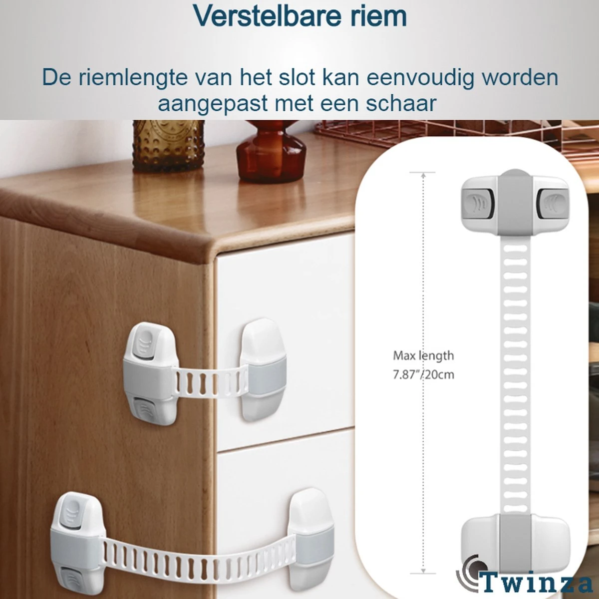 |Twinza®|Zelfklevende Knijpslot - Verstelbaar - Veiligheidsslot - Kast- & Ladebeveiliging - Wit - 20 Cm 2 Stuks 6 |Twinza®|Zelfklevende Knijpslot - Verstelbaar - Veiligheidsslot - Kast- & Ladebeveiliging - Wit - 20 Cm 2 Stuks - Afbeelding 6