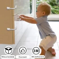 Merkloos Kinderslot Kastjes - Zelfklevend Kinderslot - Kinderslot Op Maat - Baby Veiligheid - 6 Stuks - Wit -Pasgeborenen En Jonge Kinderen 1200x1200 2086