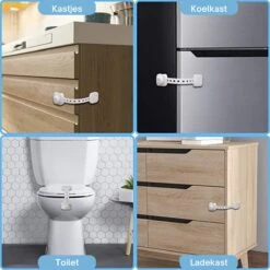 Merkloos Kinderslot Kastjes - Zelfklevend Kinderslot - Kinderslot Op Maat - Baby Veiligheid - 6 Stuks - Wit -Pasgeborenen En Jonge Kinderen 1200x1200 2087