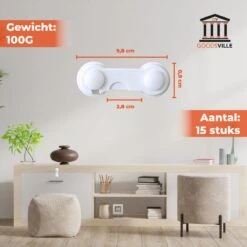 Kinderslot Kastjes 15 Stuks - Kinderbeveiliging Voor Kasten - Veiligheidshaakjes - Zelfklevend - Baby Veiligheid -Pasgeborenen En Jonge Kinderen 1200x1200 2103