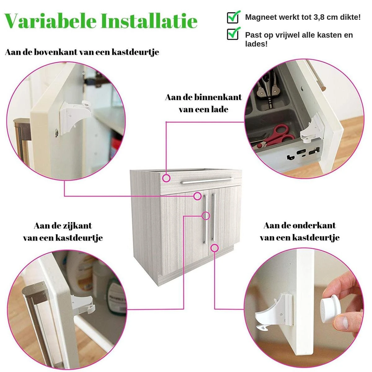 Gohh 4 Magneetsloten (met 3M Tape) En 1 Sterke Magneetsleutel - Geen Schroeven Nodig 2 Gohh 4 Magneetsloten (met 3M Tape) En 1 Sterke Magneetsleutel - Geen Schroeven Nodig - Afbeelding 2
