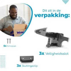 Bablue Kinderslot Kastjes - 3 Stuks - Zwart - Kinderbeveiliging Voor Kasten - Kastslot - Kast Beveiliging Baby - Veiligheidshaakjes - Kastsloten Baby - Kinderslot Kast - Kinderslot Lade - Keukenkastje Beveiliging Kinderen - Kinderslot Keukenkast -Pasgeborenen En Jonge Kinderen 1200x1200 2171