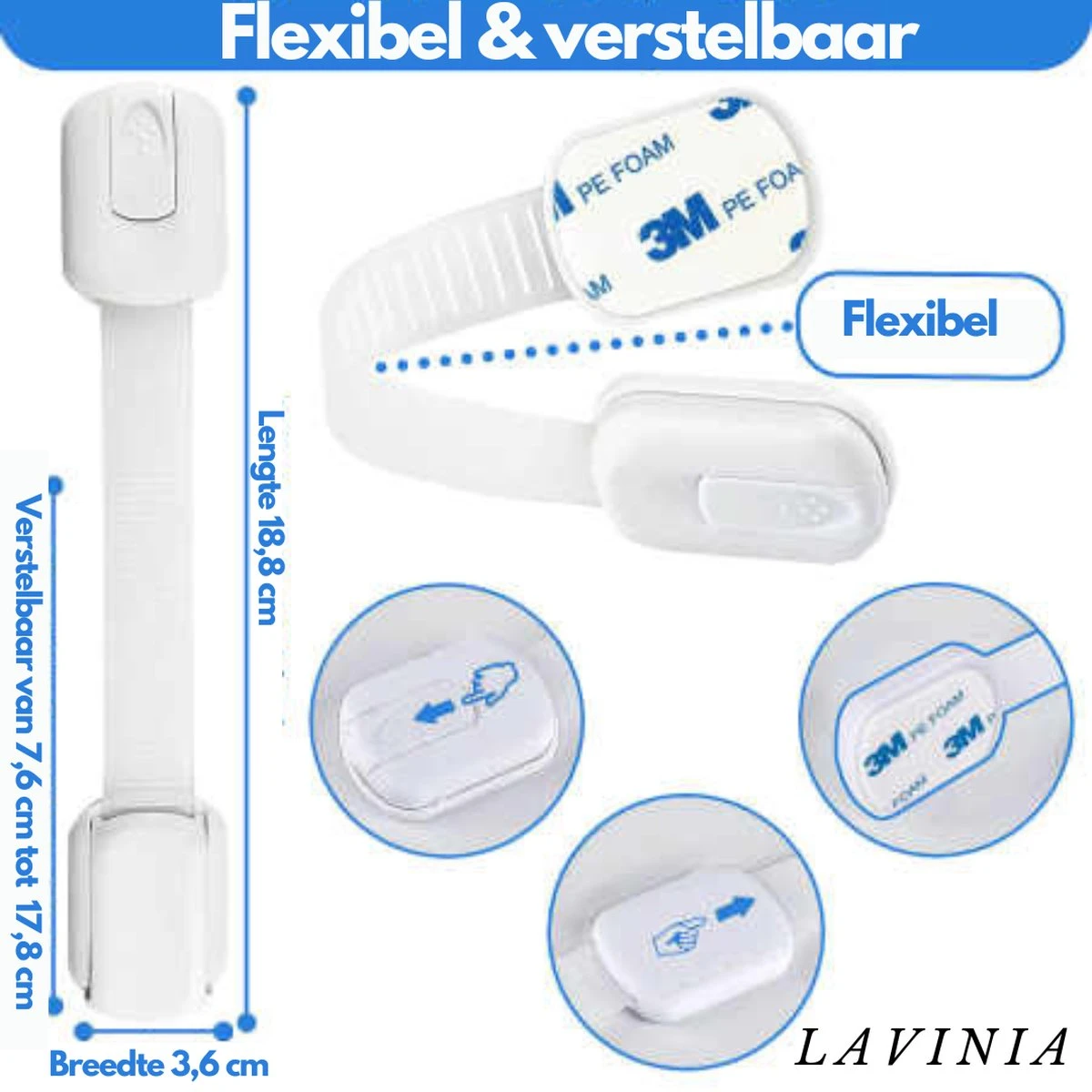 Lavinia - 10 Stuks - Kinderslot Kastjes – Kinderslot Kast – Kinderslot Deur – Kinderslot Keukenkastje – Kindersloten – Kinderbeveiliging Voor Kasten – Veiligheidshaakjes 2 Lavinia - 10 Stuks - Kinderslot Kastjes – Kinderslot Kast – Kinderslot Deur – Kinderslot Keukenkastje – Kindersloten – Kinderbeveiliging Voor Kasten – Veiligheidshaakjes - Afbeelding 2