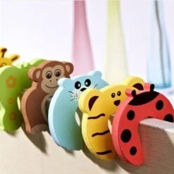 Deurstoppers Schuim Voor Kinderen - Veiligheids Deurstopper Kind / Baby - Klem Bescherming - Vinger Bescherming - Multicolour Dieren - 4 Stuks