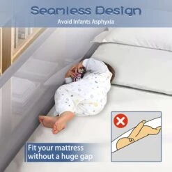 Merkloos Draagbaar Bedhekje - 150x93cm Verstelbare Hoogte Bedhek - Bedrand - Bedrail - Eenzijdig - Grijs 1 Zijwand -Pasgeborenen En Jonge Kinderen 1200x1200 2426