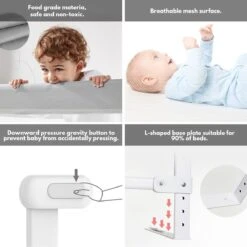 Merkloos Draagbaar Bedhekje - 150x93cm Verstelbare Hoogte Bedhek - Bedrand - Bedrail - Eenzijdig - Grijs 1 Zijwand -Pasgeborenen En Jonge Kinderen 1200x1200 2428