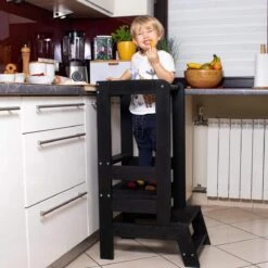 Springos Leertoren Montessori | Leertoren Keukenhulp | Keukentoren | Leertoren Peuters | Stabiel | Zwart -Pasgeborenen En Jonge Kinderen 1200x1200 2501