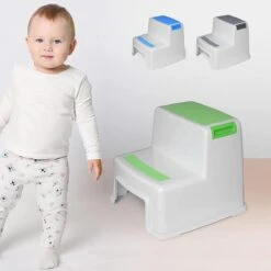 Premium Opstapkrukje Van BEARTOP | Zeer Stabiel (tot 100kg) | Met 2 Treden | Antisliplaag | 26cm Hoog | Kinderkrukje, Kinderopstapje, Opstapsysteem