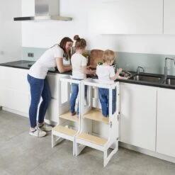 Leertoren / Keukenhulp / Opstapje Montessori - Omvormbaar In Tafel - Wit/berk -Pasgeborenen En Jonge Kinderen 1200x1200 2520