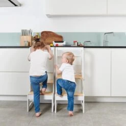 Leertoren / Keukenhulp / Opstapje Montessori - Omvormbaar In Tafel - Wit/berk -Pasgeborenen En Jonge Kinderen 1200x1200 2521