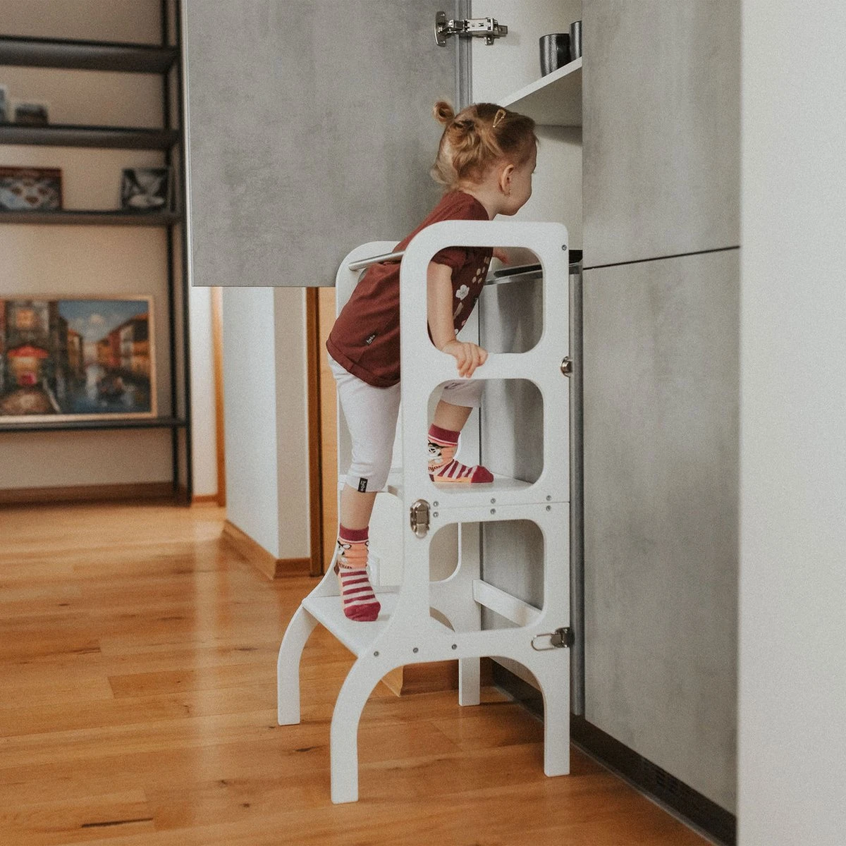 Ette Tete - Learning Tower / Leertoren - Inklapbaar Tot Tafel En Stoel - Wit 10 Ette Tete - Learning Tower / Leertoren - Inklapbaar Tot Tafel En Stoel - Wit - Afbeelding 10
