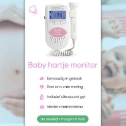 PEACE Doppler – Baby Hartje Monitor – Hartslag Meter - Roze - Inclusief Ultrasound Gel, Batterijen En Oortjes – Kraamcadeau Meisje -Pasgeborenen En Jonge Kinderen 1200x1200 2546