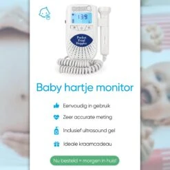 PEACE Doppler – Baby Hartje Monitor – Hartslag Meter - Blauw - Inclusief Ultrasound Gel, Batterijen En Oortjes – Kraamcadeau Meisje -Pasgeborenen En Jonge Kinderen 1200x1200 2562